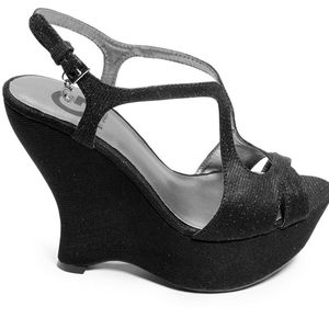 GUESS SALEENA SPARKLE PLATFORM WEDGE EUC